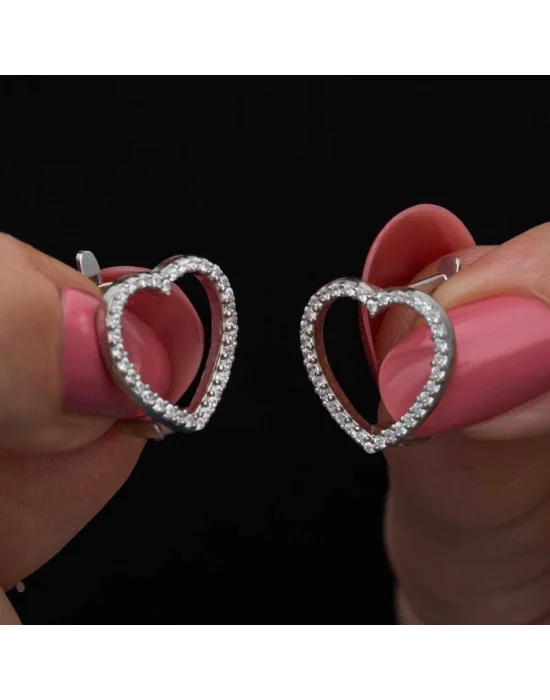 Gümüş Kalpli Kadın Küpe