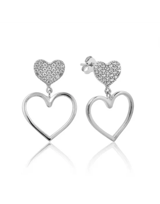 Gümüş Kalpli Kadın Küpe