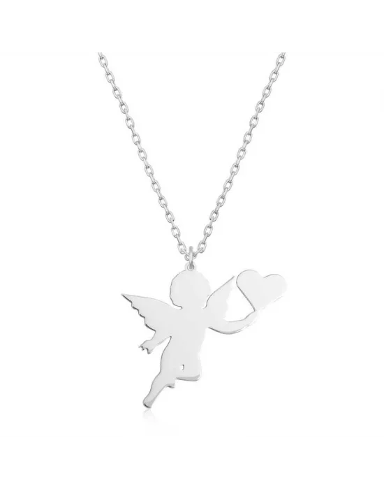 Gümüş Kalpli Meleğim Bayan Kolye