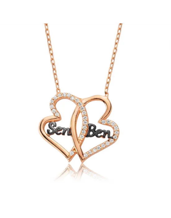 Gümüş Kalpli Sen Ben Bayan Kolye