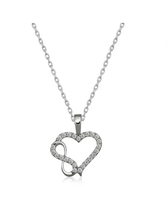 Gümüş Kalpli Sonsuzluk Bayan Kolye
