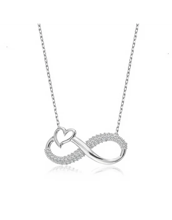 Gümüş Kalpli Sonsuzluk Bayan Kolye