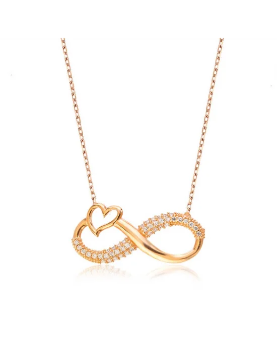 Gümüş Kalpli Sonsuzluk Bayan Kolye