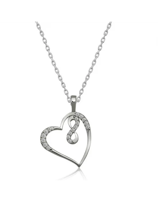 Gümüş Kalpli Sonsuzluk Bayan Kolye