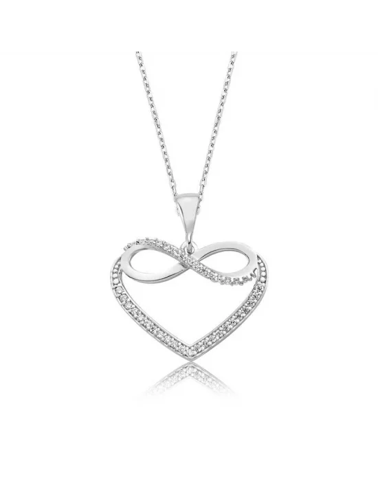 Gümüş Kalpli Sonsuzluk Bayan Kolye