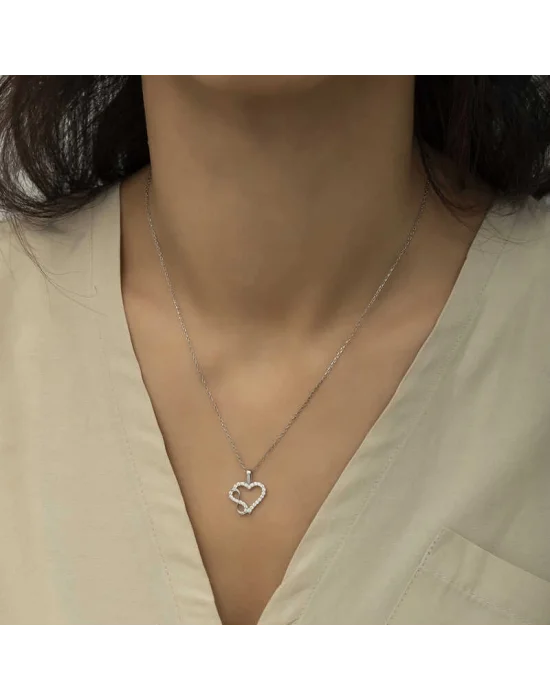 Gümüş Kalpli Sonsuzluk Bayan Kolye