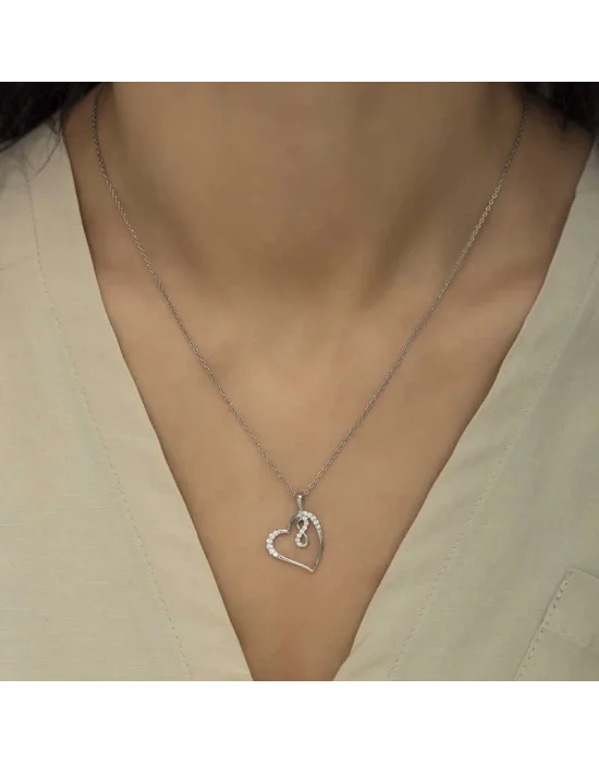 Gümüş Kalpli Sonsuzluk Bayan Kolye