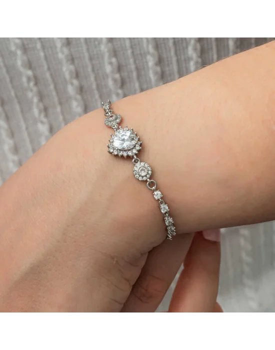 Gümüş Kalpli Su Yolu Kadın Bileklik