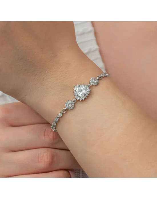 Gümüş Kalpli Su Yolu Kadın Bileklik