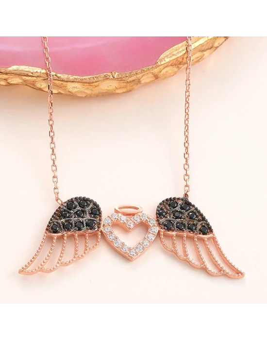 Gümüş Kanatlı Kalp Kadın Kolye