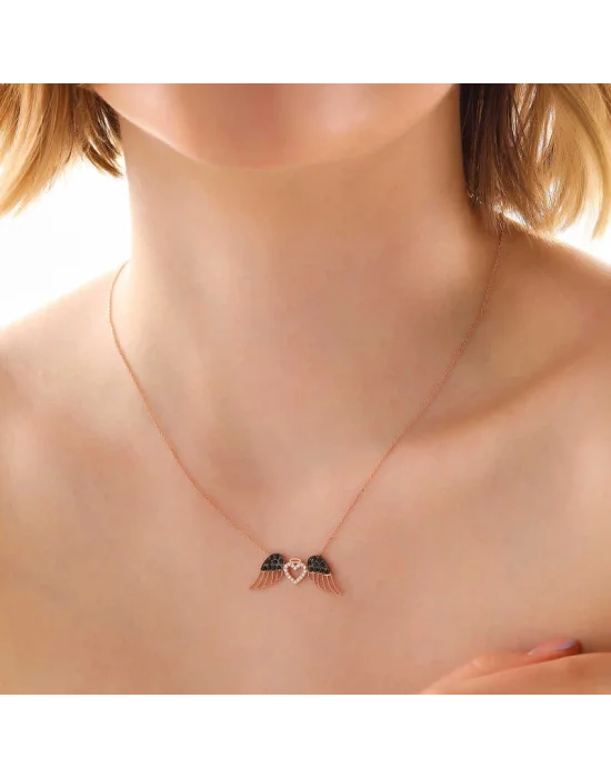 Gümüş Kanatlı Kalp Kadın Kolye