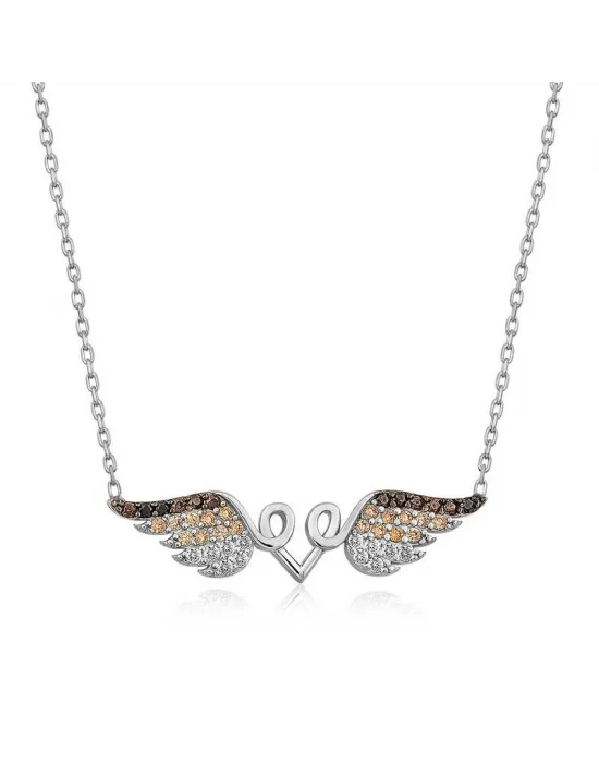 Gümüş Kanatlı Kalp Kolye