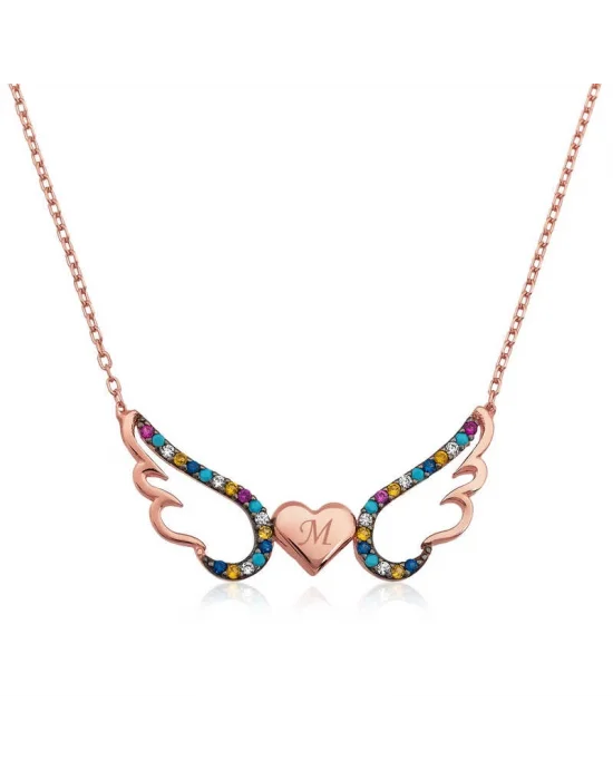 Gümüş Kanatlı Kalp Kolye