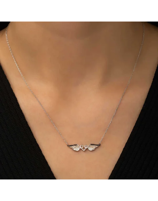 Gümüş Kanatlı Kalp Kolye