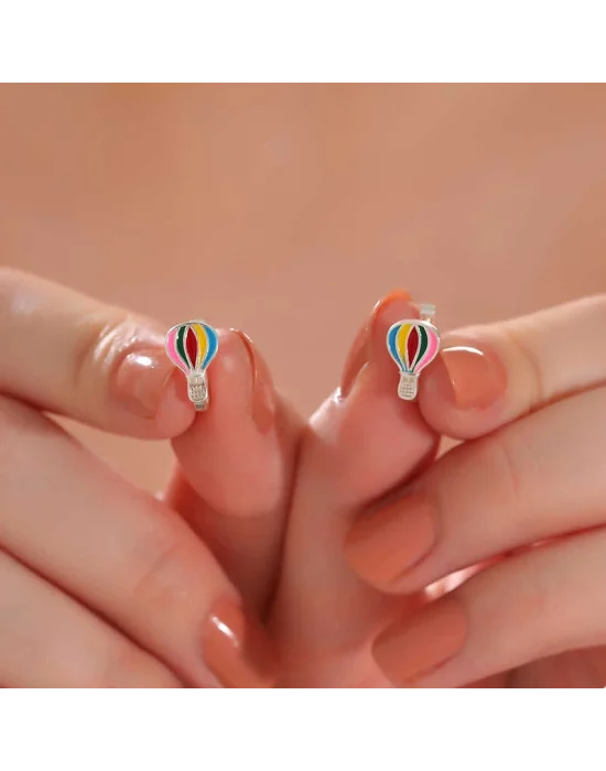 Gümüş Kapadokya Balon Çocuk Küpesi