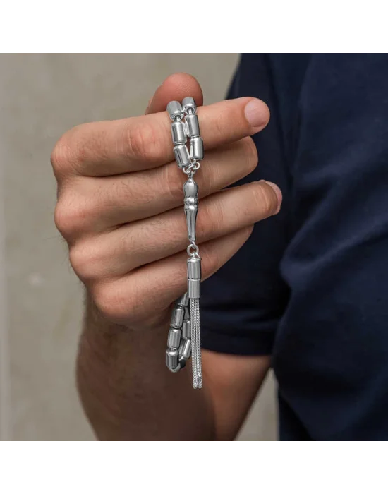 Gümüş Kapsül Kesim Erkek Tesbih