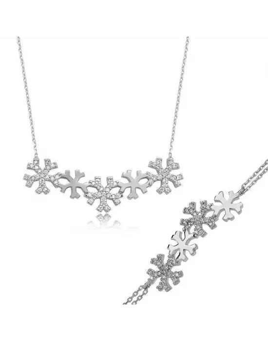 Gümüş Kar Taneleri Bayan Set