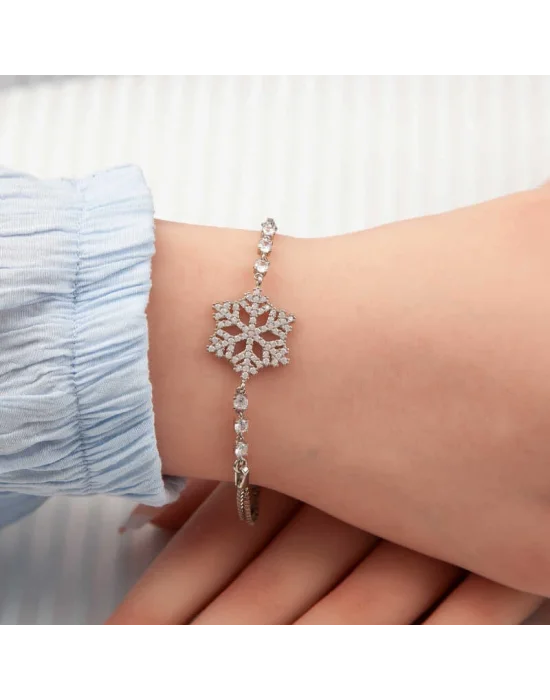 Gümüş Kar Tanesi Kadın Bileklik