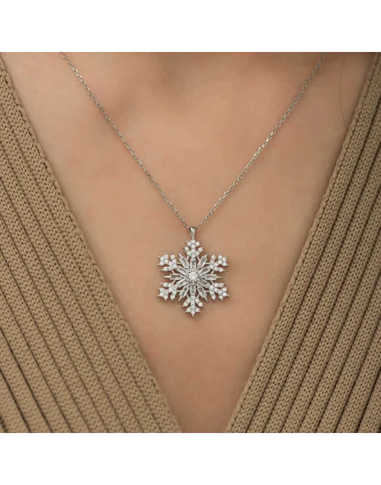 Gümüş Kar Tanesi Kolye