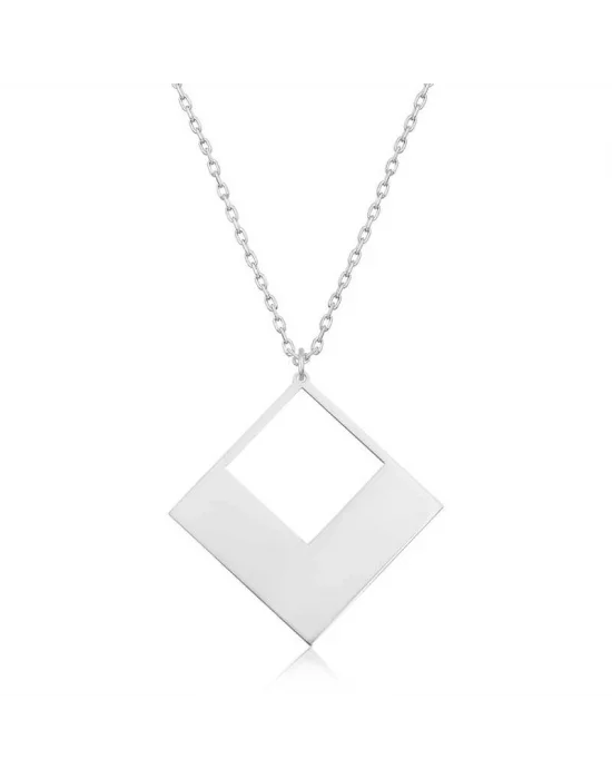 Gümüş Kare Bayan kolye