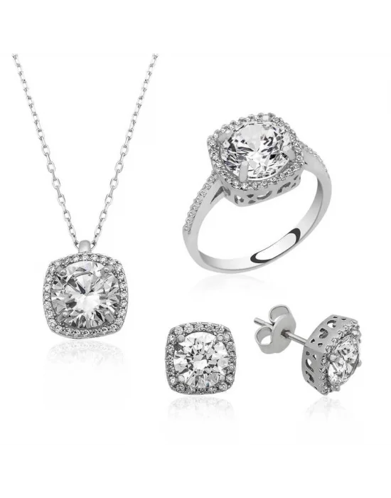 Gümüş Kare Montür Bayan Set