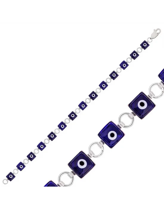 Gümüş Kare Nazar Bayan Bileklik