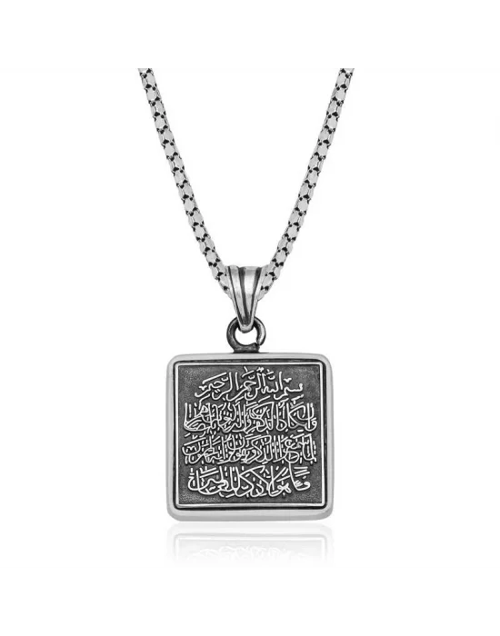 Gümüş Kare Nazar Dualı Cevşen Kolye