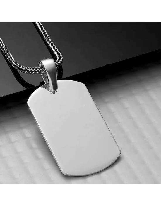 Gümüş Asker Plakası Kolye