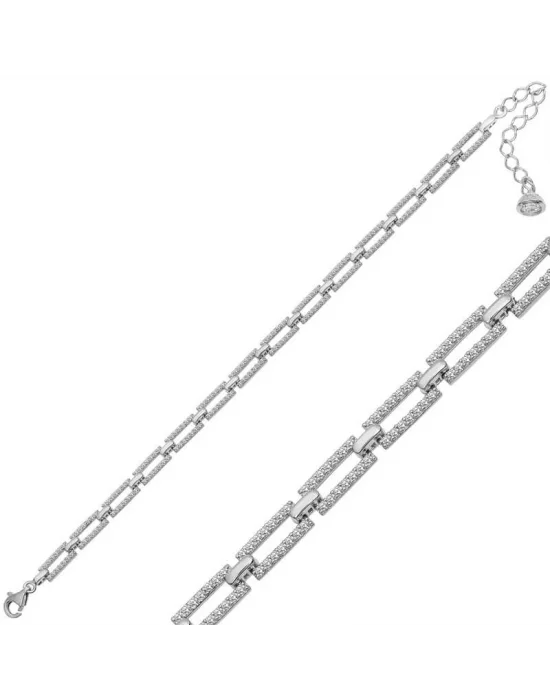 Gümüş Kare Taşlı Kadın Bileklik