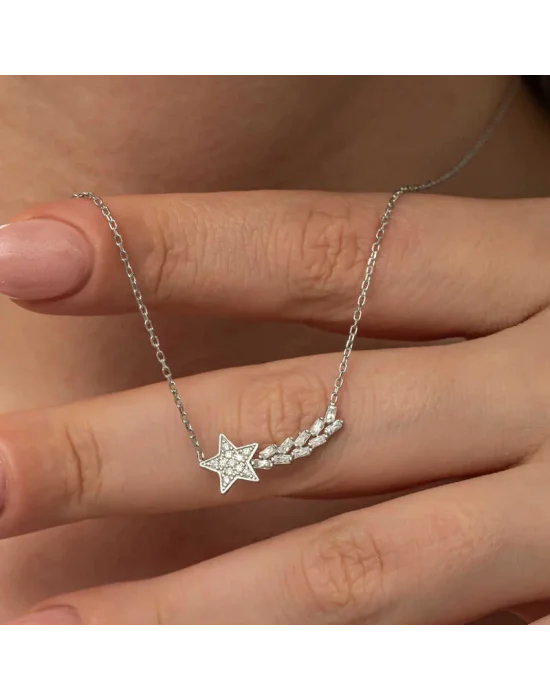 Gümüş Kayan Yıldız Kadın Kolye