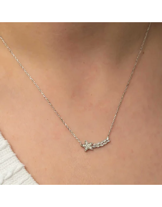 Gümüş Kayan Yıldız Kadın Kolye