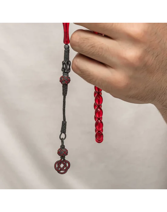 Gümüş Kazaz Püsküllü Sıkma Kehribar Tesbih