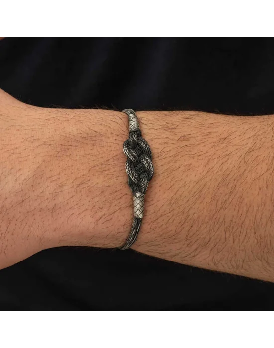 Gümüş Kazaziye Örgü Bileklik