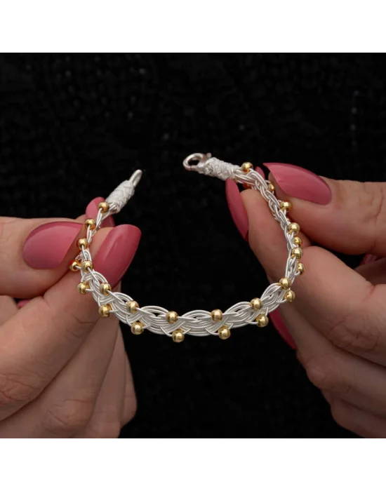 Gümüş Kazaziye Örgü Bileklik