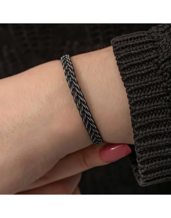 Gümüş Kazaziye Örgü Bileklik