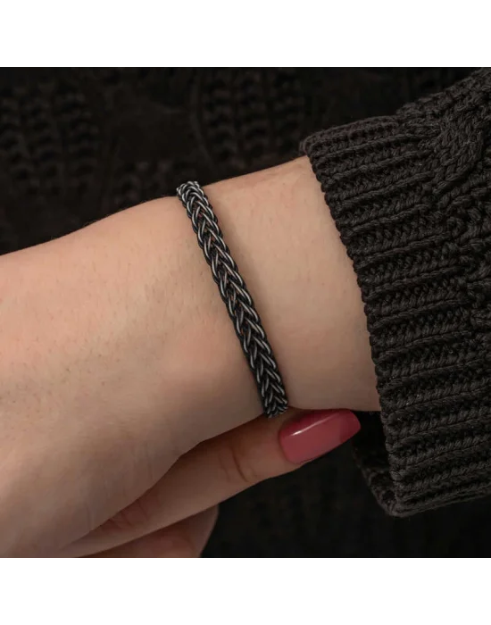 Gümüş Kazaziye Örgü Bileklik