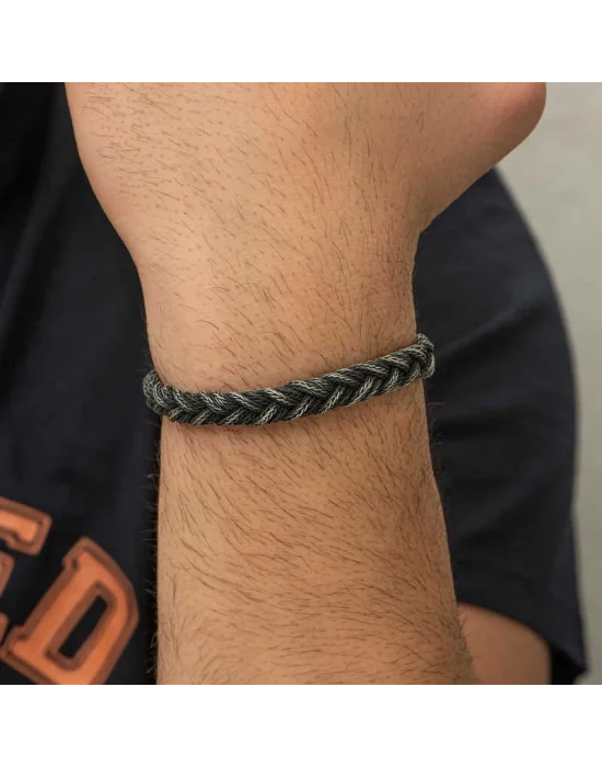 Gümüş Kazaziye Örgü Bileklik