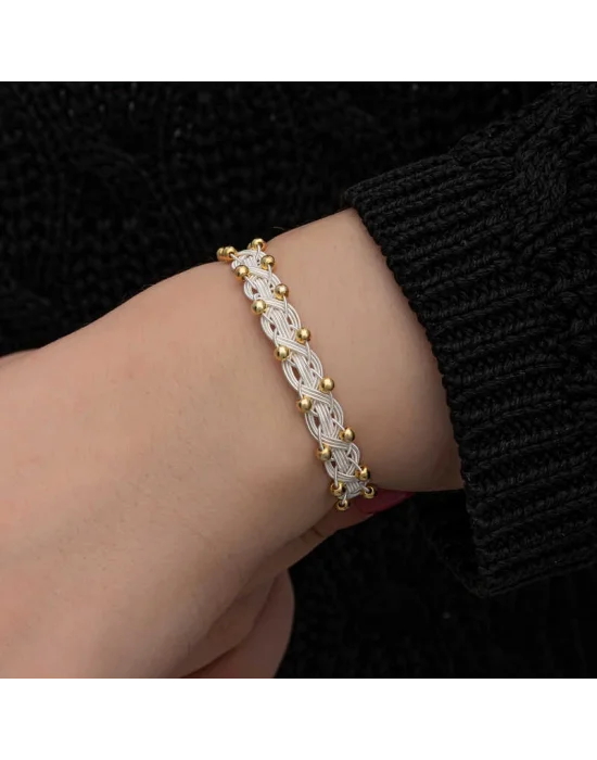 Gümüş Kazaziye Örgü Bileklik