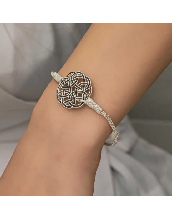 Gümüş Kazaziye Örgü Bileklik