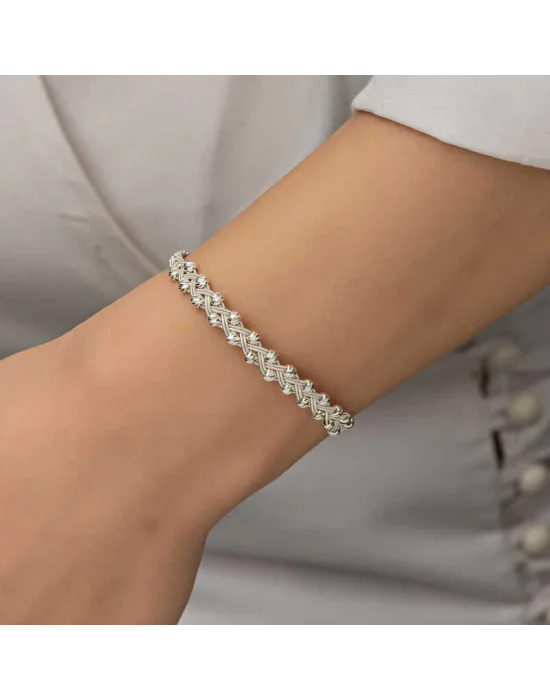 Gümüş Kazaziye Örgü Bileklik