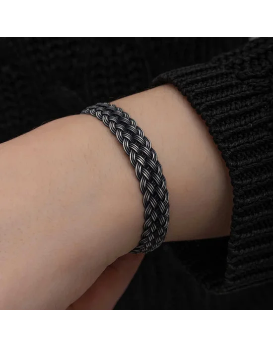 Gümüş Kazaziye Örgü Bileklik