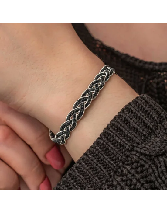 Gümüş Kazaziye Örgü Bileklik