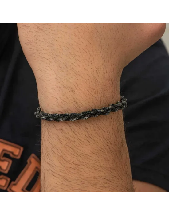 Gümüş Kazaziye Örgü Bileklik