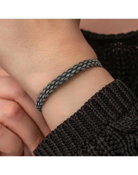 Gümüş Kazaziye Örgü Bileklik