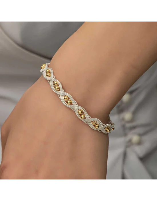 Gümüş Kazaziye Örgü Bileklik