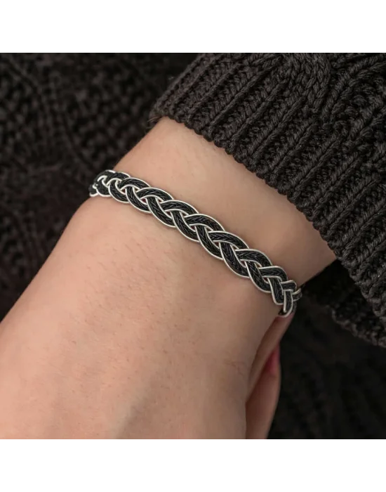 Gümüş Kazaziye Örgü Bileklik