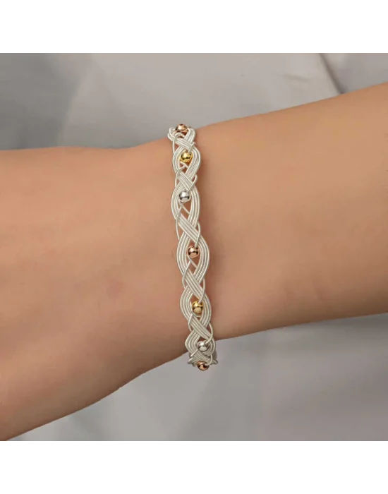 Gümüş Kazaziye Örgü Bileklik