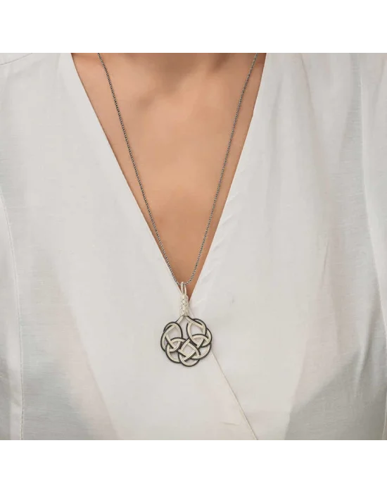 Gümüş Kazaziye Örgü Kadın Kolye