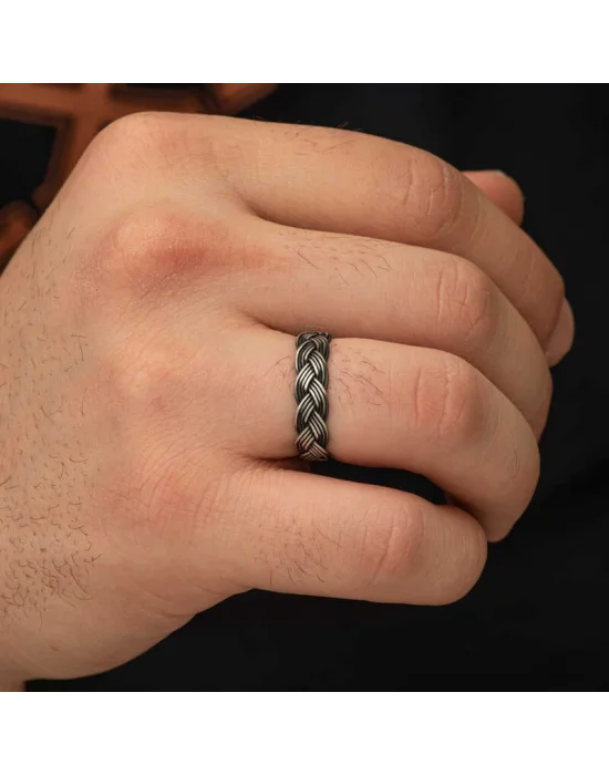 Gümüş Kazaziye Örgü Yüzük