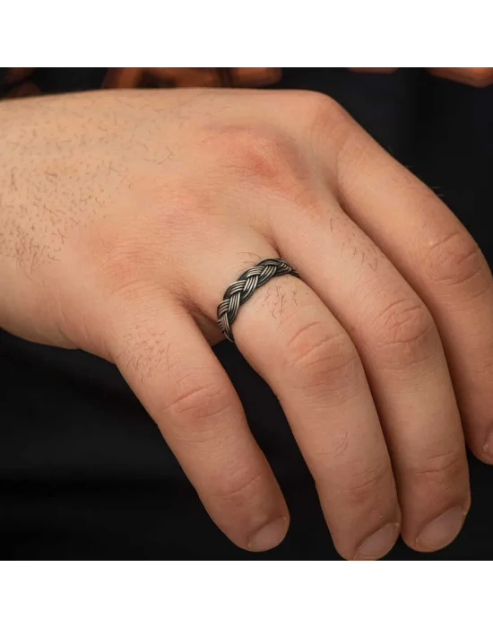 Gümüş Kazaziye Örgü Yüzük